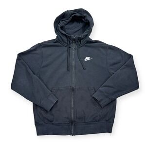 Nike Hoodie Men's Small Black Sportswear Club Fleece Full Zip Swoosh Sweatshirt